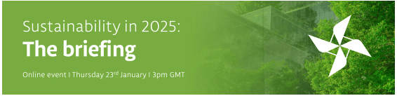 A poster for Sustainability in 2025 The briefing